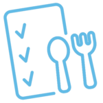 Fork, spoon, and recipe checklist icon